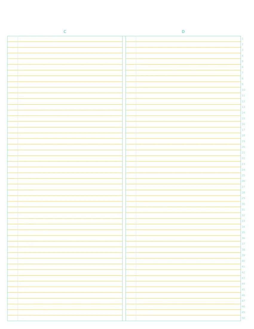 US Letter Naturalist Jade 2-column note paper, back layout