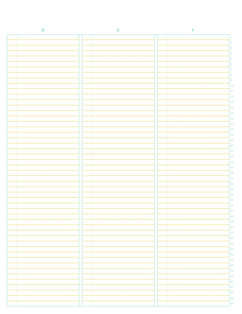 US Letter Naturalist Jade 3-column note paper, back layout